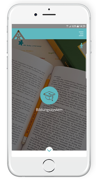 Die Startseite Bildungssystem in der ANE-Elternapp-Bildungsguide'